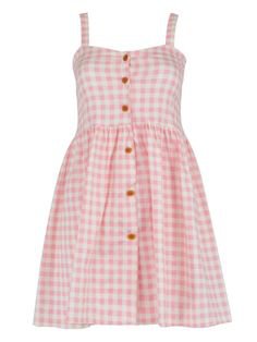 pink checked dress