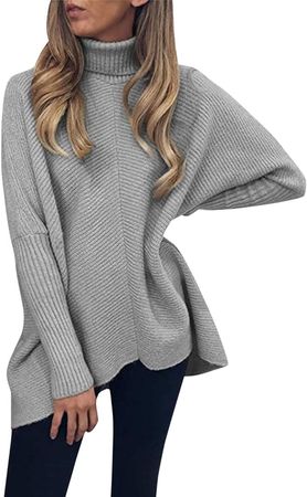 Olinase Womens Turtleneck Oversized Knit Batwing Sleeve Loose Sweater Pullover Tunic Tops at Amazon Women’s Clothing store