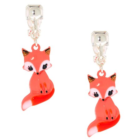 Farrah The Fox Clip On Earrings - Coral | Claire's