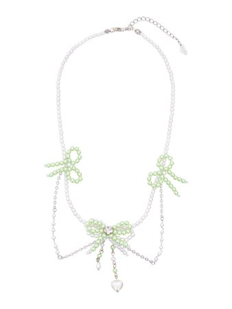 [SWINGSET] Seasonless Layer Ribbon Beads Necklace (Mint) – SellerWork