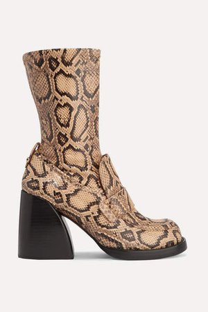 Adelie Python-effect Leather Ankle Boots - Snake print