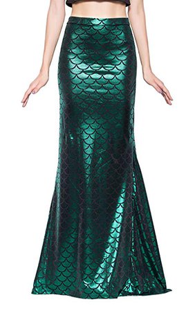 Jescakoo Ladies Sexy Maxi Long Shiny Mermaid Skirts Green and Blue S-XXL at Amazon Women’s Clothing store: