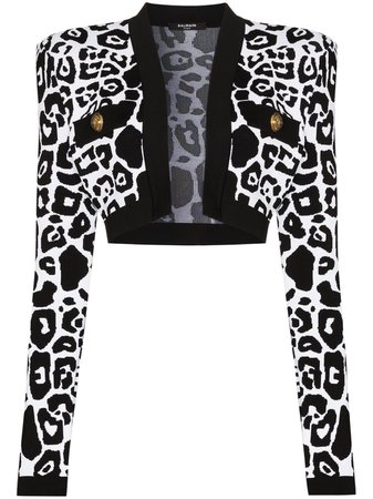 Balmain leopard-print cropped cardigan