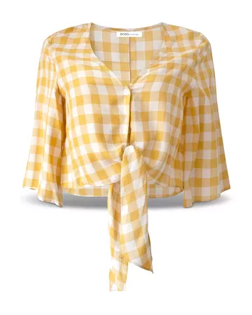 BCBGeneration Gingham Tie Top | Bloomingdale's yellow
