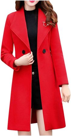 Amazon.com: Jumaocio Trench Coat Womens Long Turndown Collar Jacket Winter Office Parka : Clothing, Shoes & Jewelry