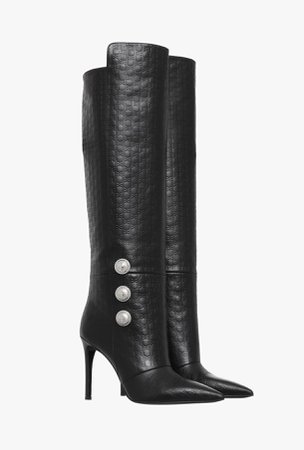 Black Leather Opaline Ankle Boots With Balmain Monogram for Women - Balmain.com