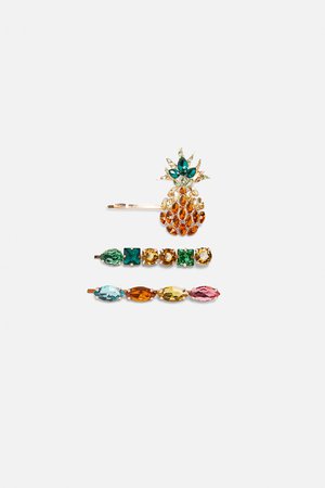 PACK OF PINEAPPLE AND JEWEL HAIR PINS - View All-ACCESSORIES-WOMAN | ZARA United States
