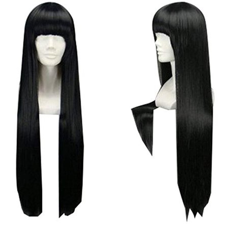 Amazon.com : TopWigy Girl's Replacement Wig Natural Black Long Straight Costume Daily Hair Wigs with Bangs Cher Wig(Black 32") : Clothing