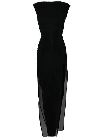 Shop black RICK OWENS ruched maxi dress with Express Delivery - Farfetch