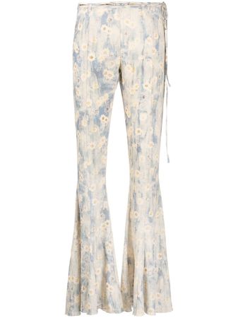 Acne Studios daisy-print Flared Trousers - Farfetch