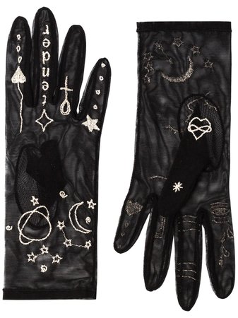 Tender And Dangerous Embroidered Tulle Gloves TD101006 Black | Farfetch