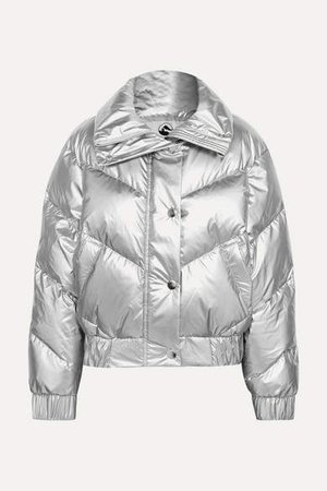 The Snowbird Metallic Quilted Down Ski Jacket - Silver