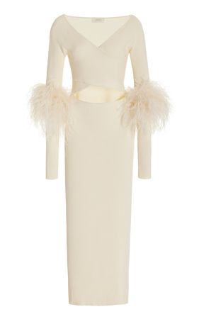 Feather-Trimmed Matte Midi Dress By Lapointe | Moda Operandi