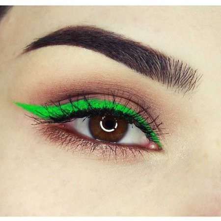 neon green graphic eyeliner