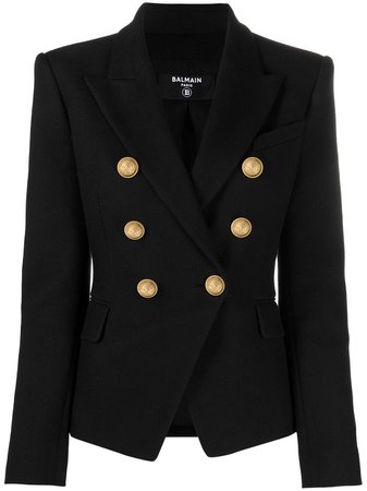 Shop black Balmain double-breasted button blazer with Express Delivery - Farfetch