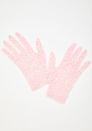 Dyspnea Pink Sequin Gloves