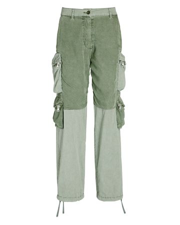 John Elliott Wide-Leg Cargo Pants In Green | INTERMIX®