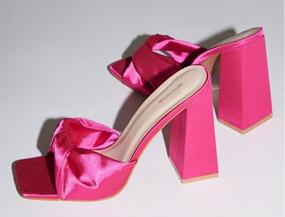 satin pink heels