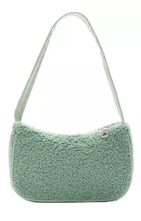 mint green fleece bag purse