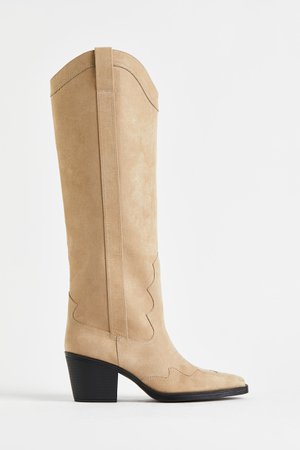 Knehøye boots med hæl - Beige - DAME | H&M NO