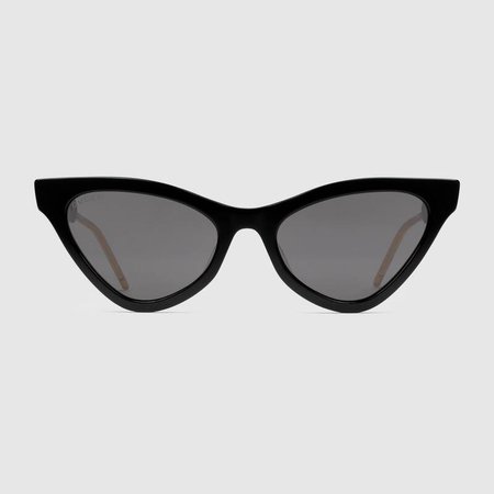 Black Acetate Cat Eye Sunglasses With Grey Lens | GUCCI® US