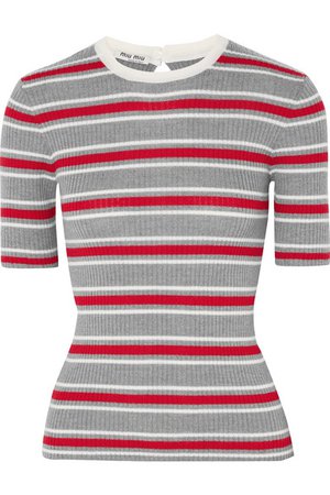 Miu Miu | Striped ribbed wool sweater | NET-A-PORTER.COM