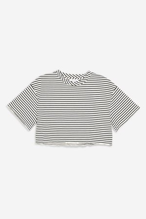 Stripe Raw Hem Crop T-Shirt | Topshop
