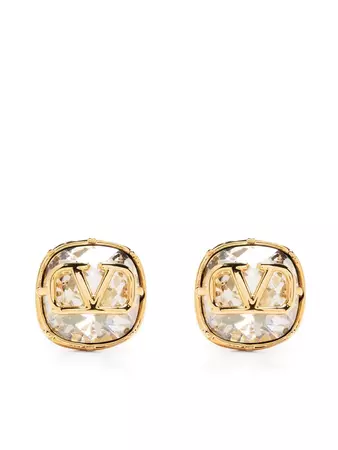 Valentino Garavani VLogo Crystal Stud Earrings - Farfetch