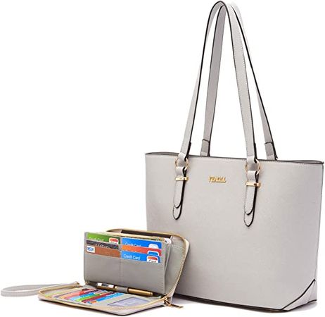 Amazon.com: Handbags for Women Large Tote Shoulder Bags Top Handle Satchel Purses Wallet set 2pcs Grey : Clothing, Shoes & Jewelry