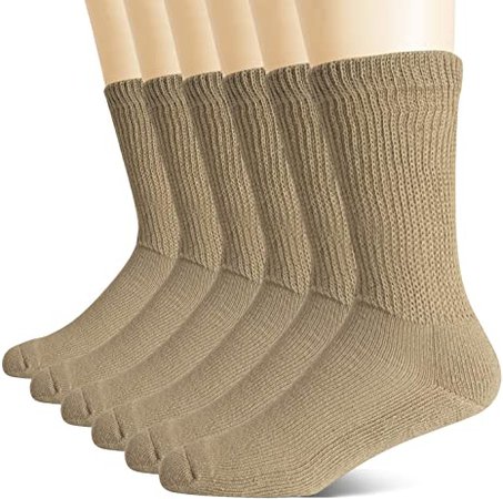 Amazon.com: +MD Non-Binding Diabetic Socks for Men Women-6 Pairs Medical Circulatory Crew Socks with Cushion Sole Brown 13-15 : Health & Household
