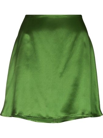 Reformation green A-line mini Silk Skirt