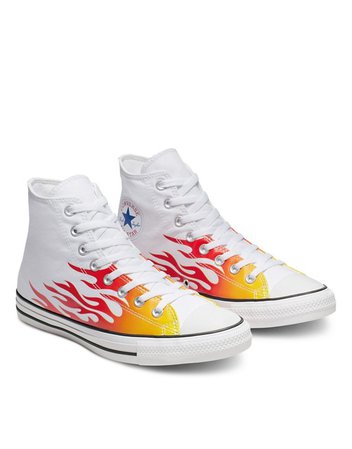 Converse Chuck Taylor All Star Hi Archive Flame print sneakers in white | ASOS