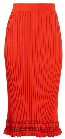 Gwendolyn Ribbed Knit Midi Skirt - Womens - Orange