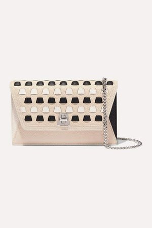 Anouk Woven Textured-leather Clutch - Beige