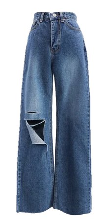 high waisted distressed wide leg jeans