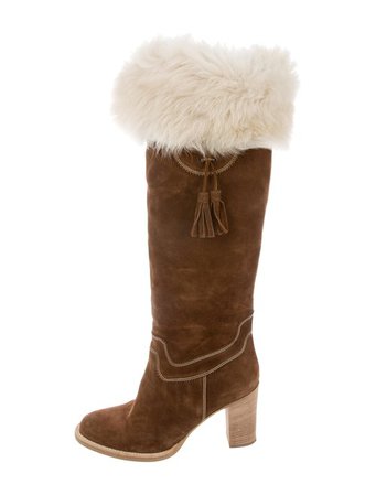 Barbara Bui Shearling-Trimmed Knee-High Boots - Shoes - BAB27682 | The RealReal