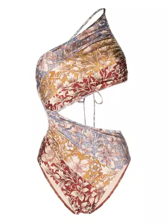 ZIMMERMANN Chintz Spliced floral-print Swimsuit - Farfetch