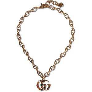 Gucci | Burnished gold-tone crystal necklace