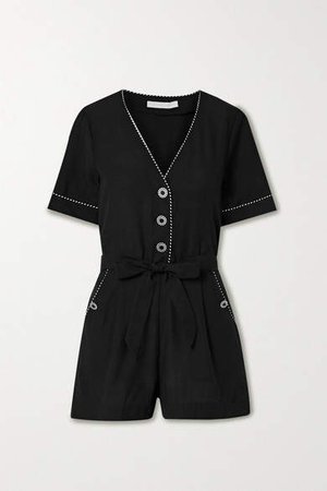 Belted Woven Playsuit - Black