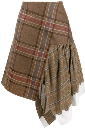 tartan asymmetric skirt