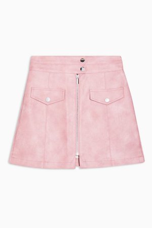 Pink Zip Through PU Mini Skirt | Topshop