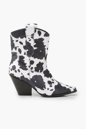﻿﻿﻿﻿Cow Print Western Boots | Boohoo
