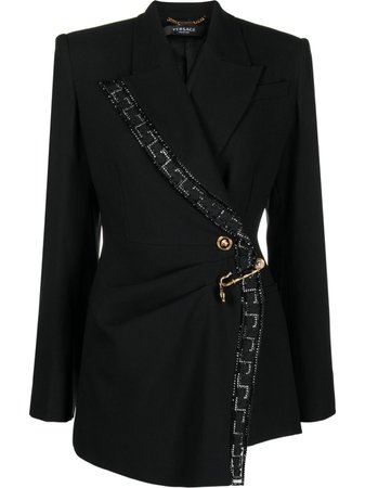Versace Greca-motif Safety Pin Blazer Jacket - Farfetch