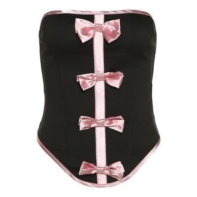 black and pink corset top