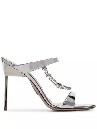 Miu Miu silver diamanté chain 105 sandals £740 - Shop Online - Fast Global Shipping, Price