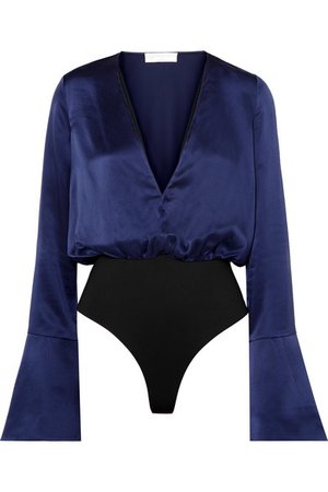 Caroline Constas | Daria silk-satin bodysuit | NET-A-PORTER.COM
