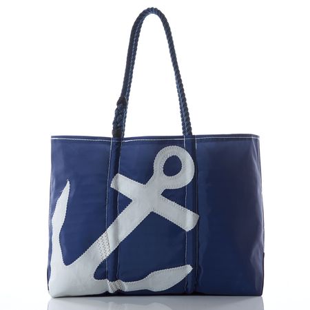 Sea Bags | White-on-Navy Anchor Large Tote