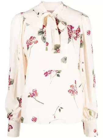 TWINSET floral-print pussy-bow Blouse - Farfetch