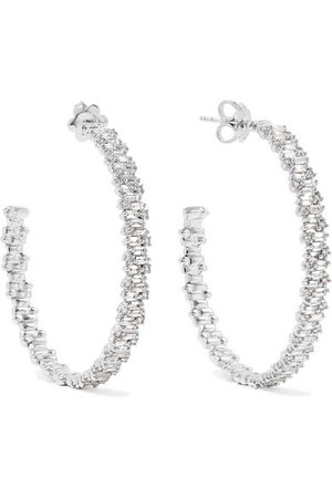 Suzanne Kalan | 18-karat white gold diamond hoop earrings | NET-A-PORTER.COM