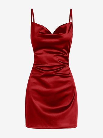 red satin dress